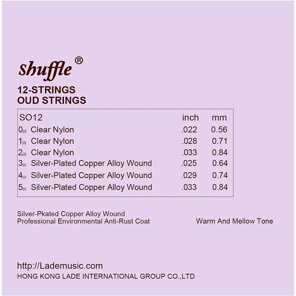 12pcs/set Oud Strings Replacement Oud Strings Nylon Silver Plated Alloy Wound String String Instrument Accessory