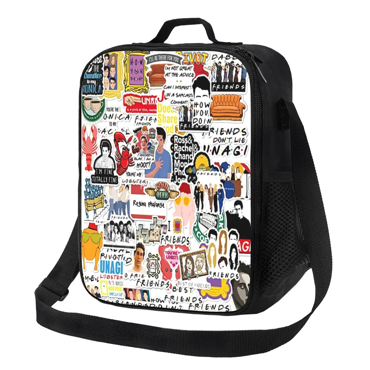 Custom Vintage Friends Poster Collage Insulated Lunch Bag for Women TV Show Thermal Cooler Lunch Box Kids School Children