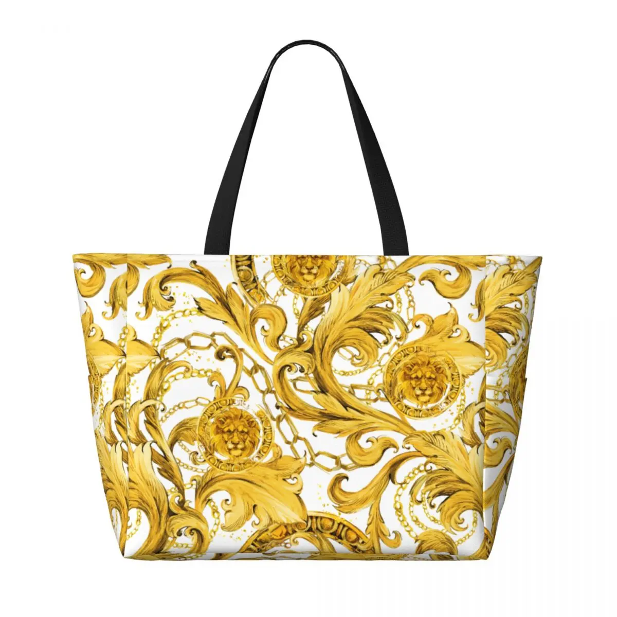 Custom Luxury Europe Retro Flower Beach Tote Bag Women Extra Large Gym Carry On Baroque Travel Shopping Bags