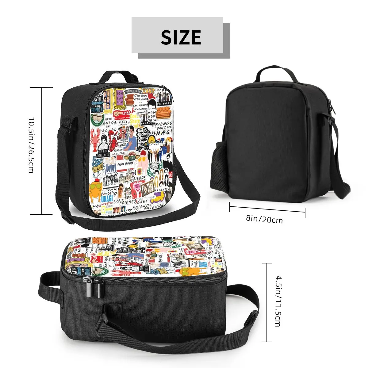 Custom Vintage Friends Poster Collage Insulated Lunch Bag for Women TV Show Thermal Cooler Lunch Box Kids School Children