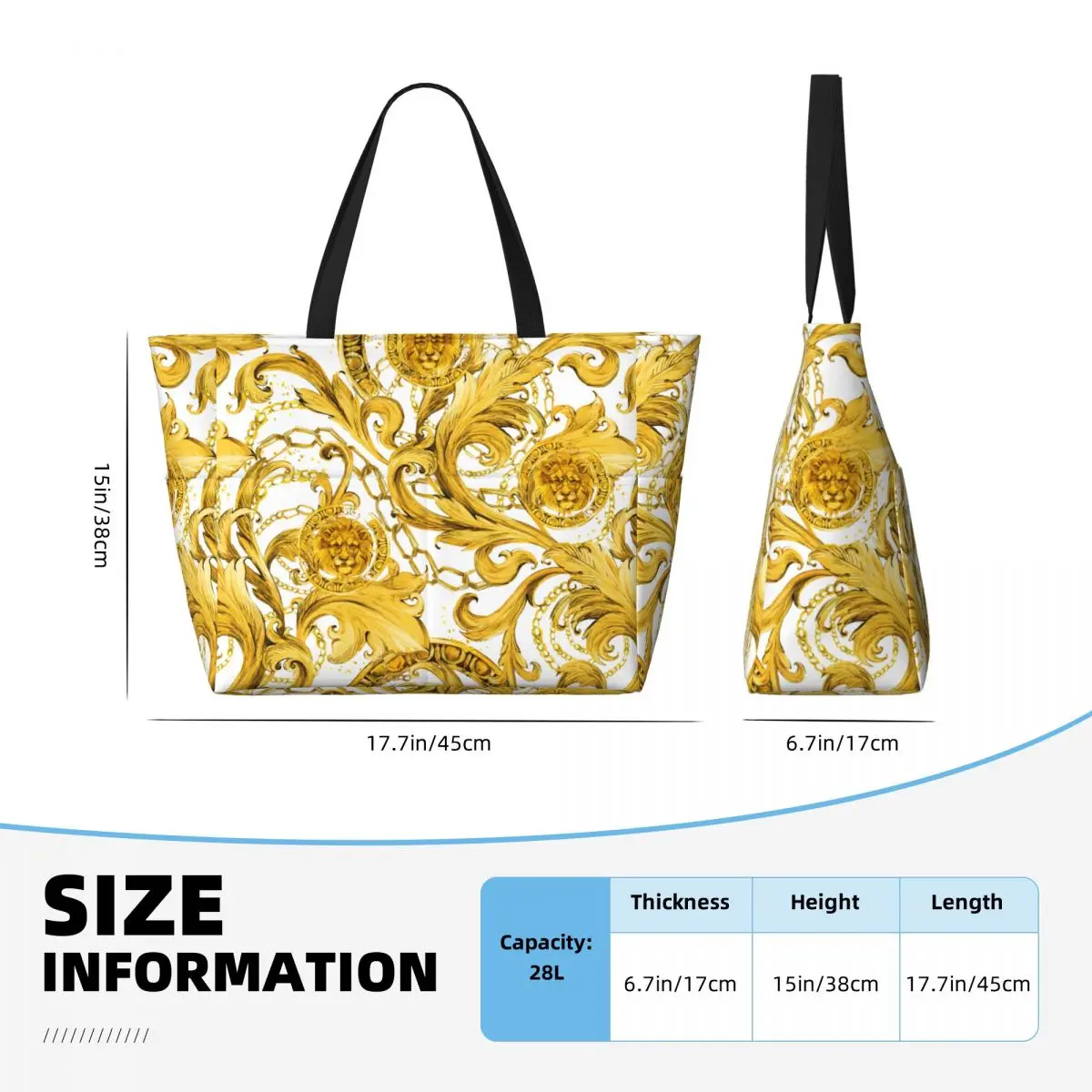 Custom Luxury Europe Retro Flower Beach Tote Bag Women Extra Large Gym Carry On Baroque Travel Shopping Bags