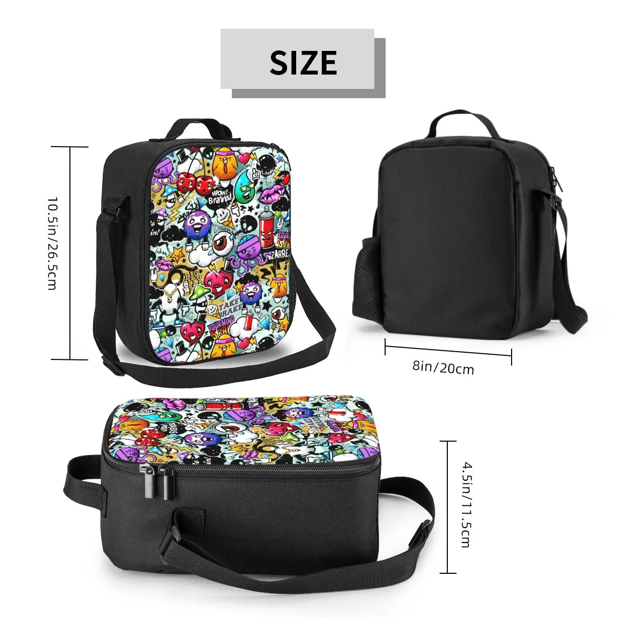 Custom Funny Streetart Graffiti Cartoon Art Insulated Lunch Bags for Women Thermal Cooler Food Lunch Box Outdoor Camping Travel