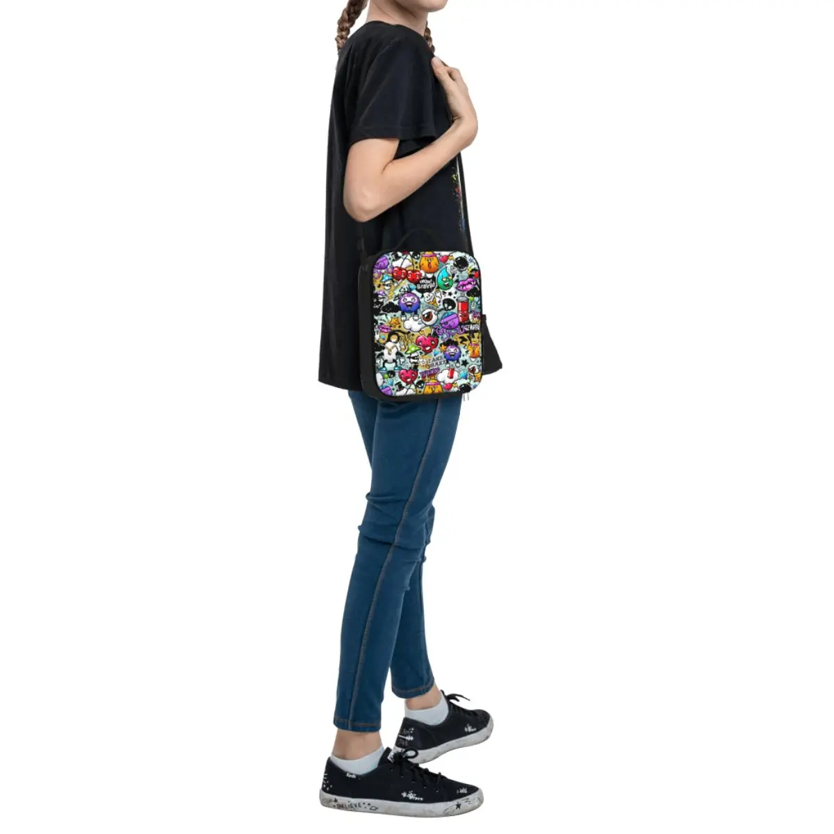 Custom Funny Streetart Graffiti Cartoon Art Insulated Lunch Bags for Women Thermal Cooler Food Lunch Box Outdoor Camping Travel