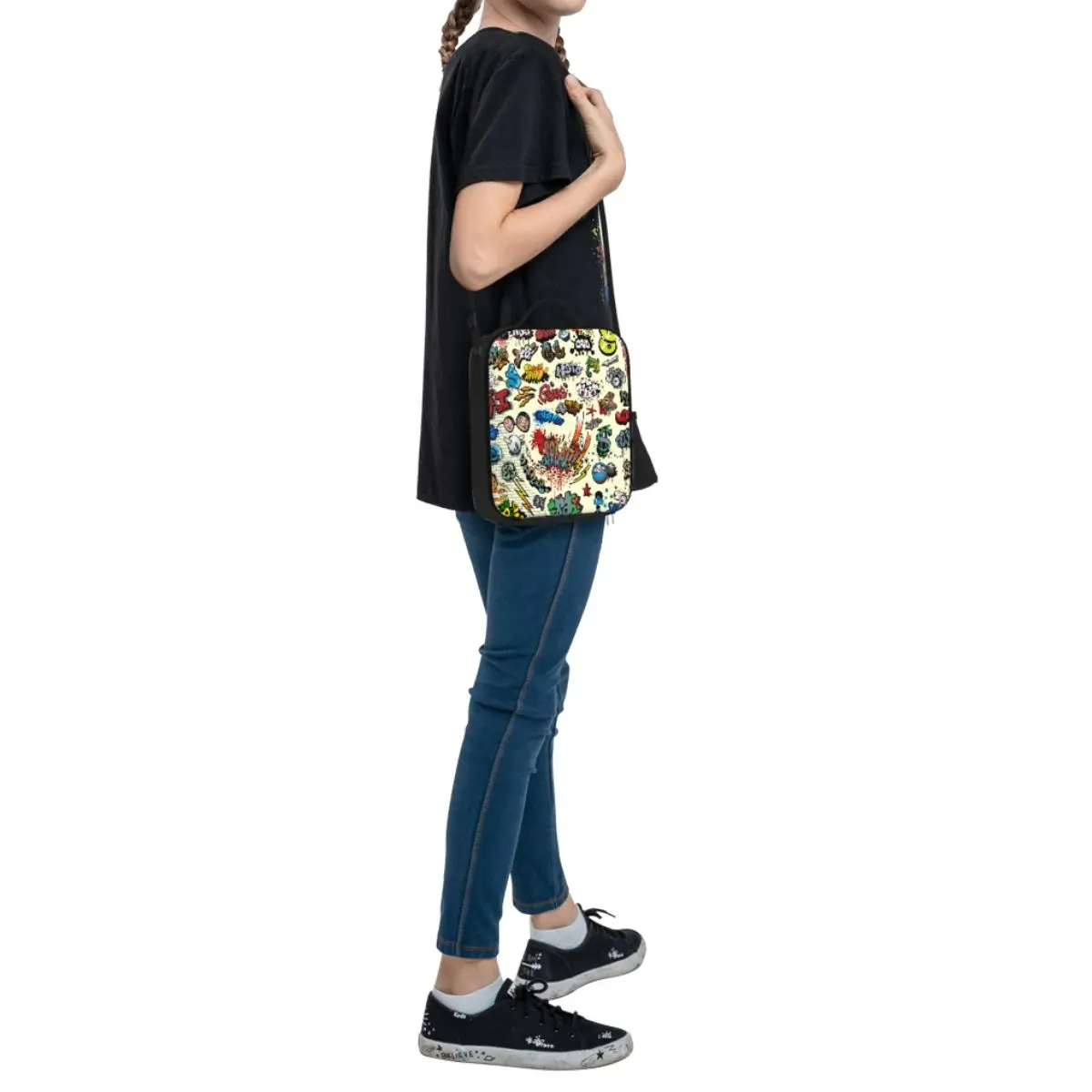 Custom Funny Graffiti Set Cartoon Street Style Insulated Lunch Bags for Camping Travel Thermal Cooler Bento Box Women Children