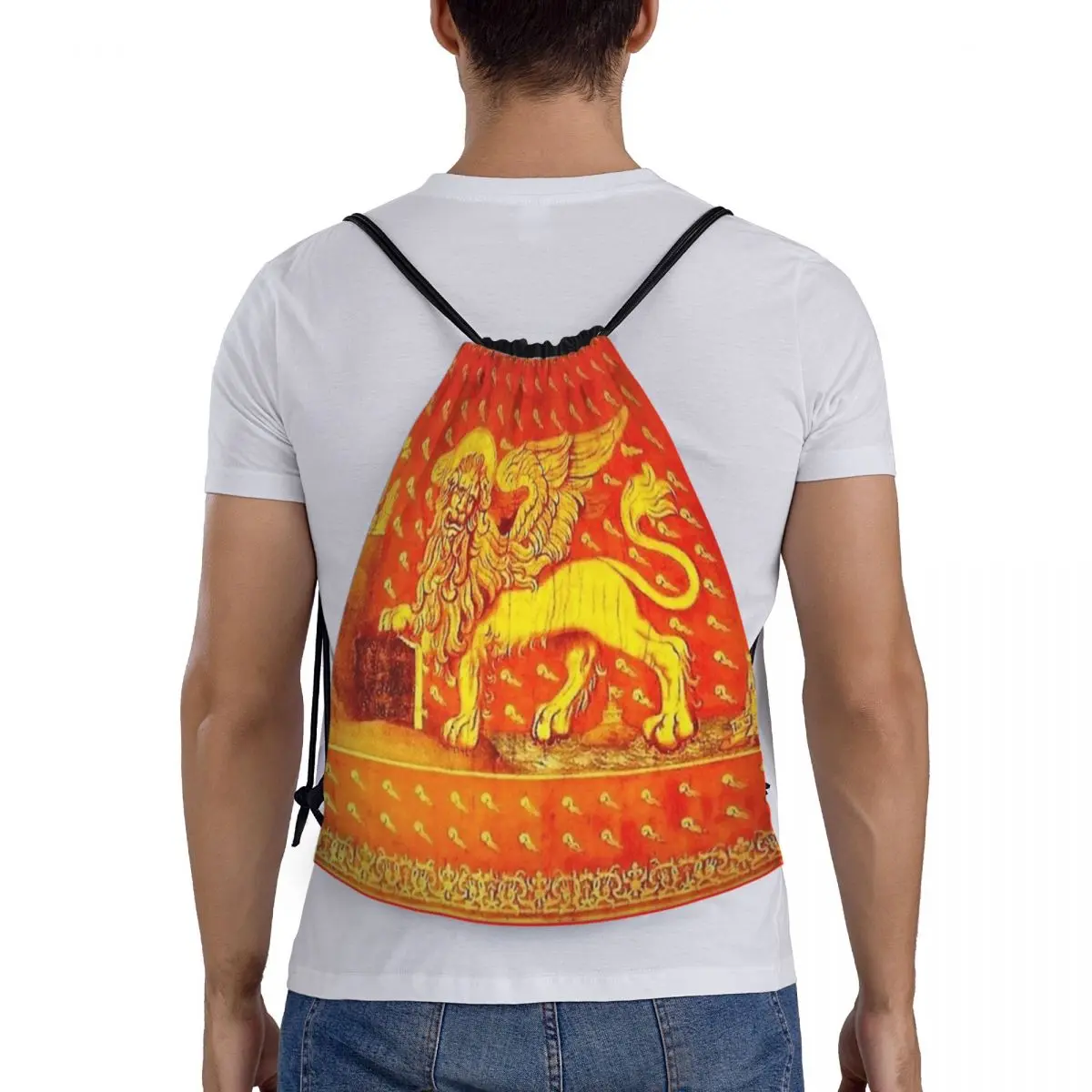 Custom Venice Veneto Flag Drawstring Bags for Shopping Yoga Backpacks Women Men Italy Lion of Saint Mark Sports Gym Sackpack