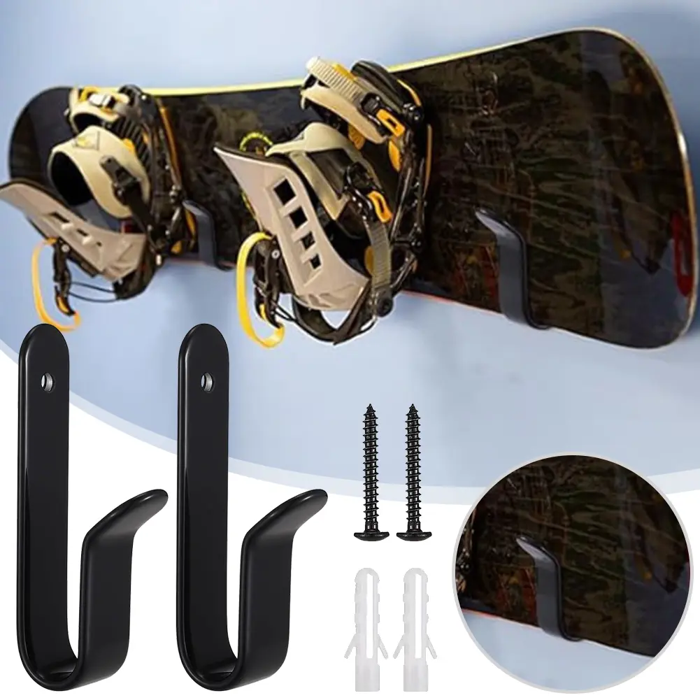 2Pcs Horizontal Snowboard Wall Mount Clips Snowboard Display Wall Mount Snowboard Wall Mount Clips for Room Garage