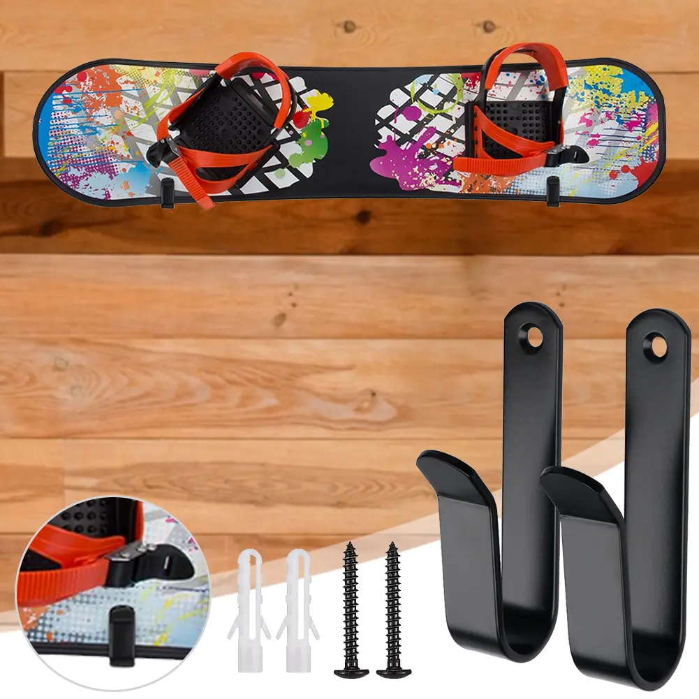 2Pcs Horizontal Snowboard Wall Mount Clips Snowboard Display Wall Mount Snowboard Wall Mount Clips for Room Garage