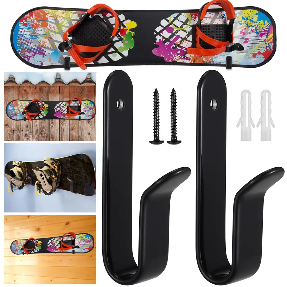 2Pcs Horizontal Snowboard Wall Mount Clips Snowboard Display Wall Mount Snowboard Wall Mount Clips for Room Garage