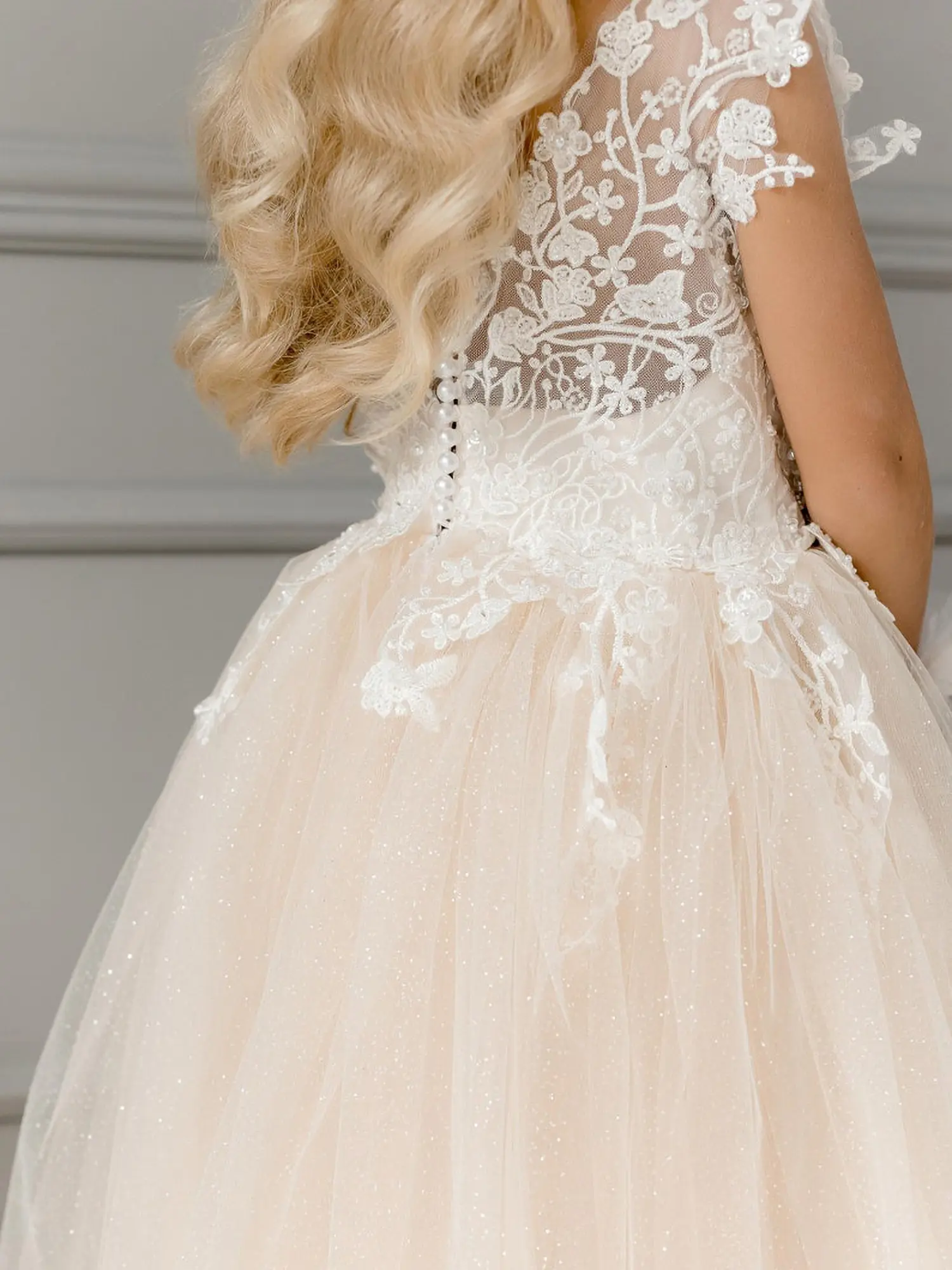 2024 Tulle Lace Flower Girl Dresses For Wedding Bridesmaid Kids Baby Children Long Princess Party First Communion Evening Dress