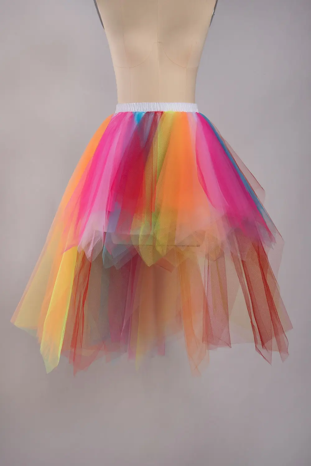 Tutu Skirts Tulle High Low Petticoat Women Irregular Pleated Bustle Fancy Dance Pettiskirt Cocktail Party Black Fuchsia Blue