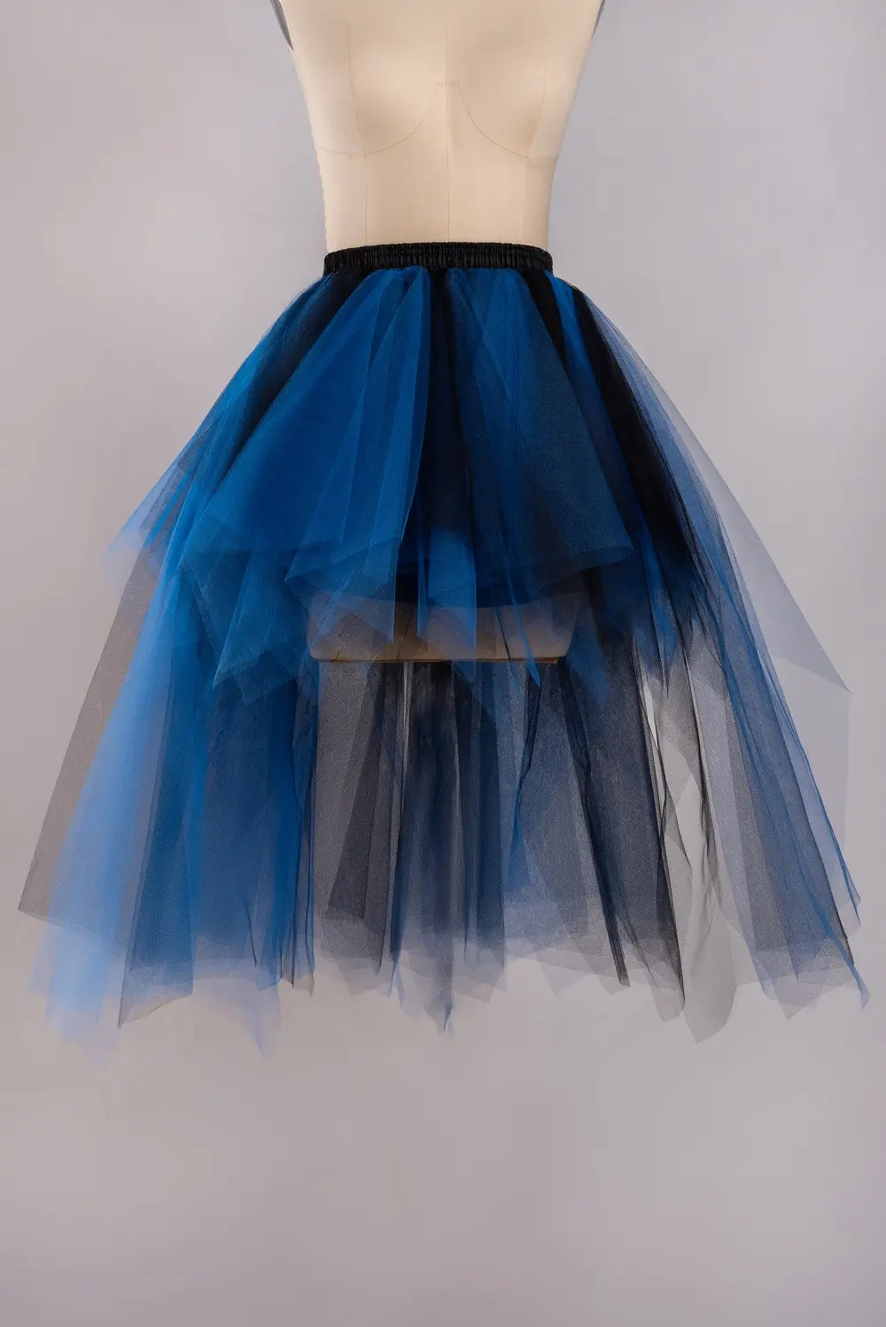 Tutu Skirts Tulle High Low Petticoat Women Irregular Pleated Bustle Fancy Dance Pettiskirt Cocktail Party Black Fuchsia Blue