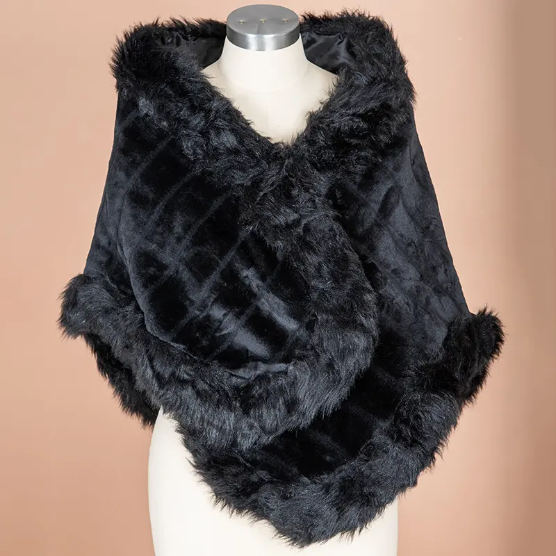 White Ivory Women Bridal Wrap Bolero Faux Fur Lace Crystal Autumn Winter Dress Shawl Jacket Cape Stole Cloak Wedding Accessories