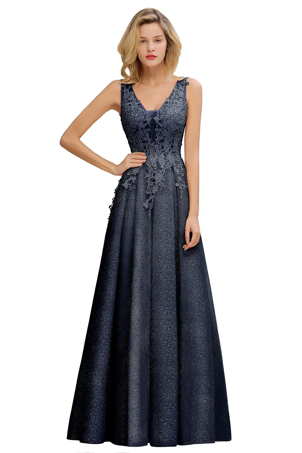 Dusty Pink Bridesmaid Dresses Appliques Lace V Neck Illusion Blue Burgundy Silver For Bride Wedding Party Prom Gowns Vestidos
