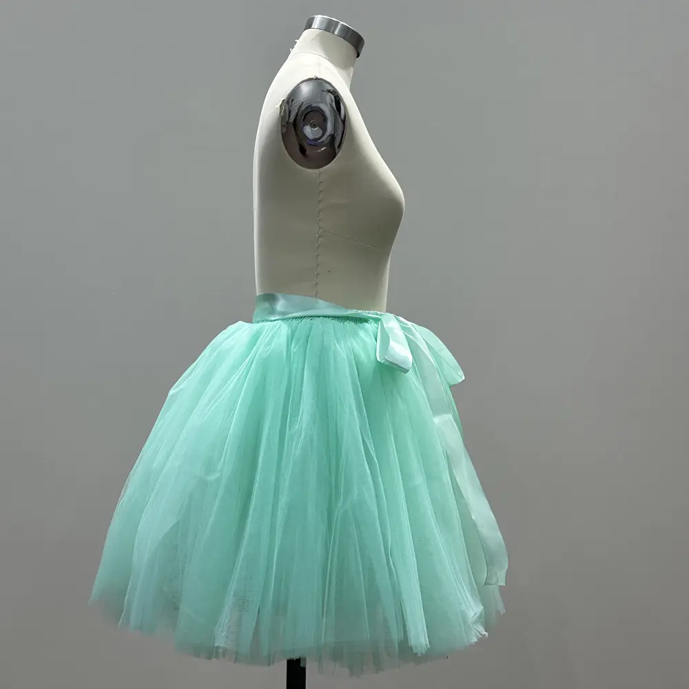 6 Layers Tulle Petticoat Tutu 50s Crinoline Mini Skirt For Women Detachable Ribbon Soft Underskirt Ballet Cocktail Dress Party