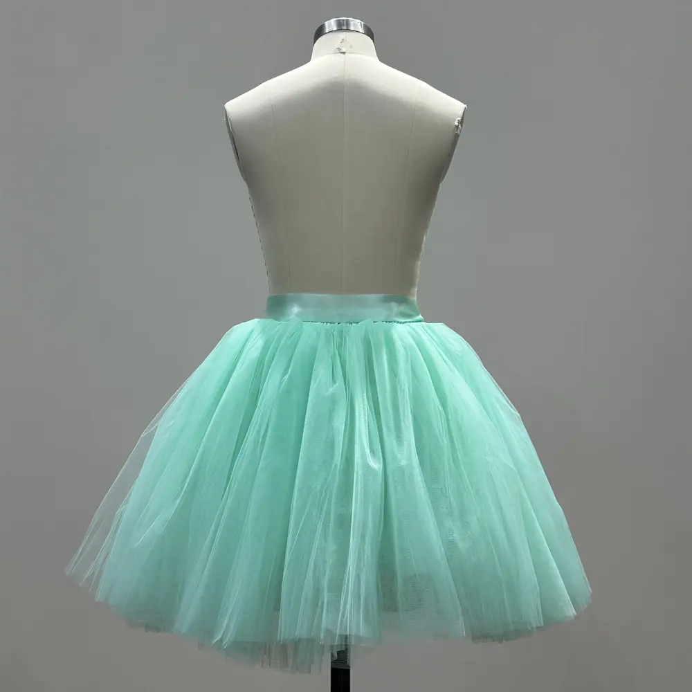 6 Layers Tulle Petticoat Tutu 50s Crinoline Mini Skirt For Women Detachable Ribbon Soft Underskirt Ballet Cocktail Dress Party