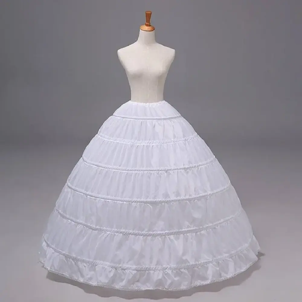 2025 New 6 Hoop Crinoline Black White Long Wedding Petticoat Ball Gown Dress Underskirt Skirt Half Slips Wedding Accessories