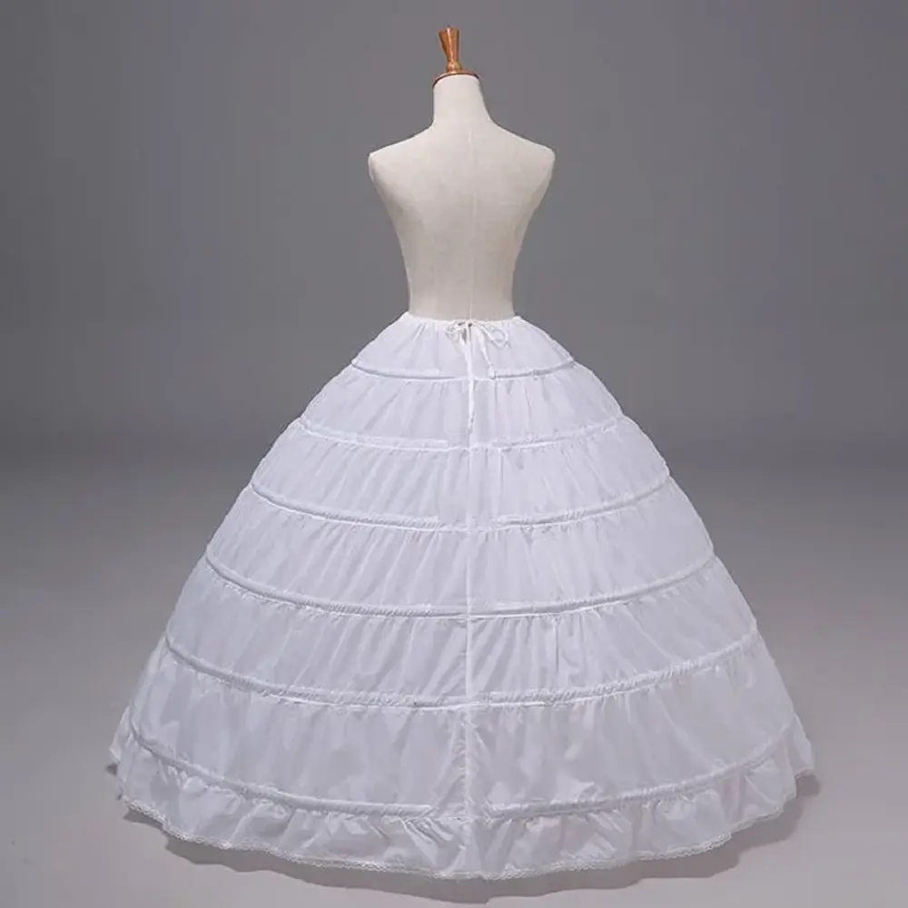 2025 New 6 Hoop Crinoline Black White Long Wedding Petticoat Ball Gown Dress Underskirt Skirt Half Slips Wedding Accessories