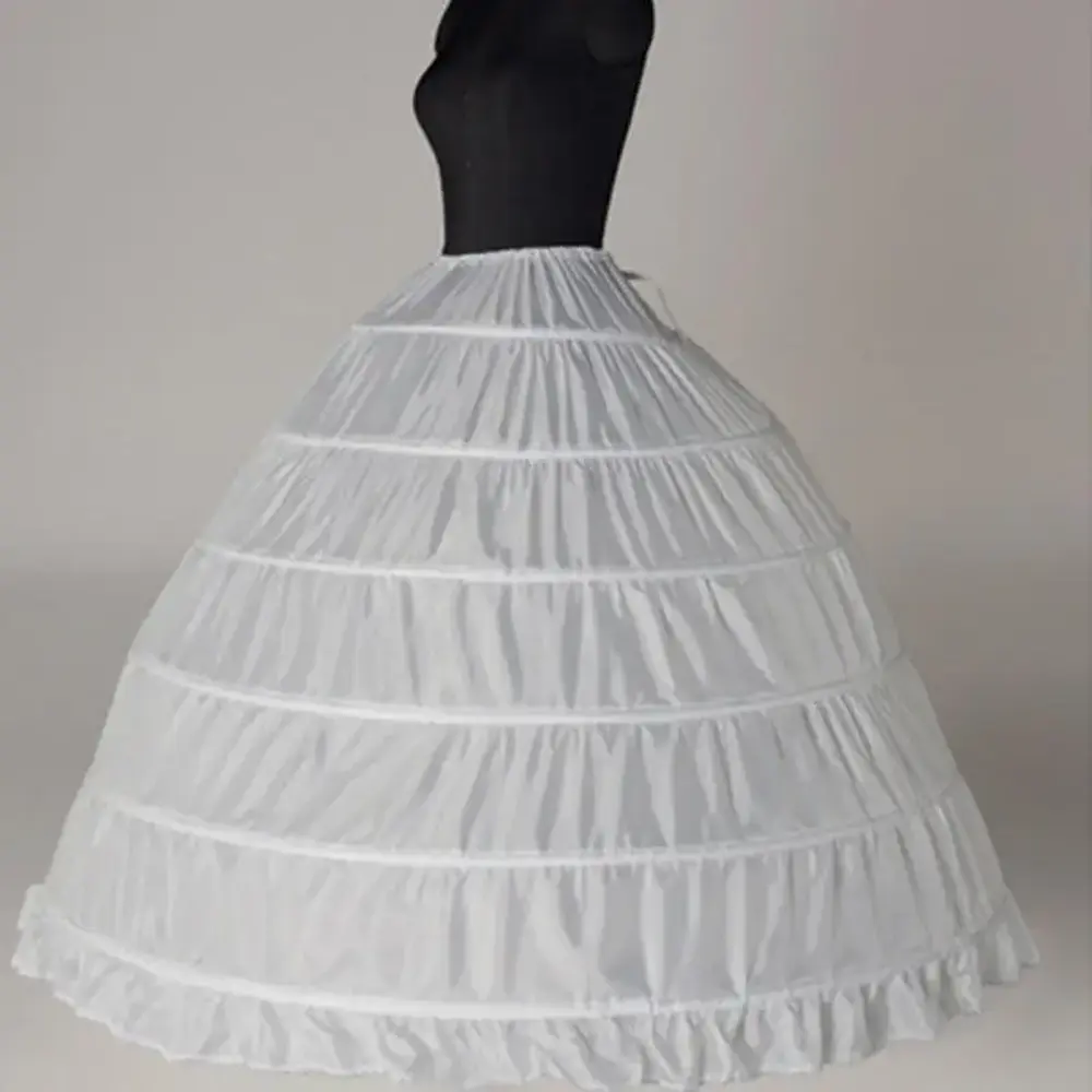 2025 New 6 Hoop Crinoline Black White Long Wedding Petticoat Ball Gown Dress Underskirt Skirt Half Slips Wedding Accessories