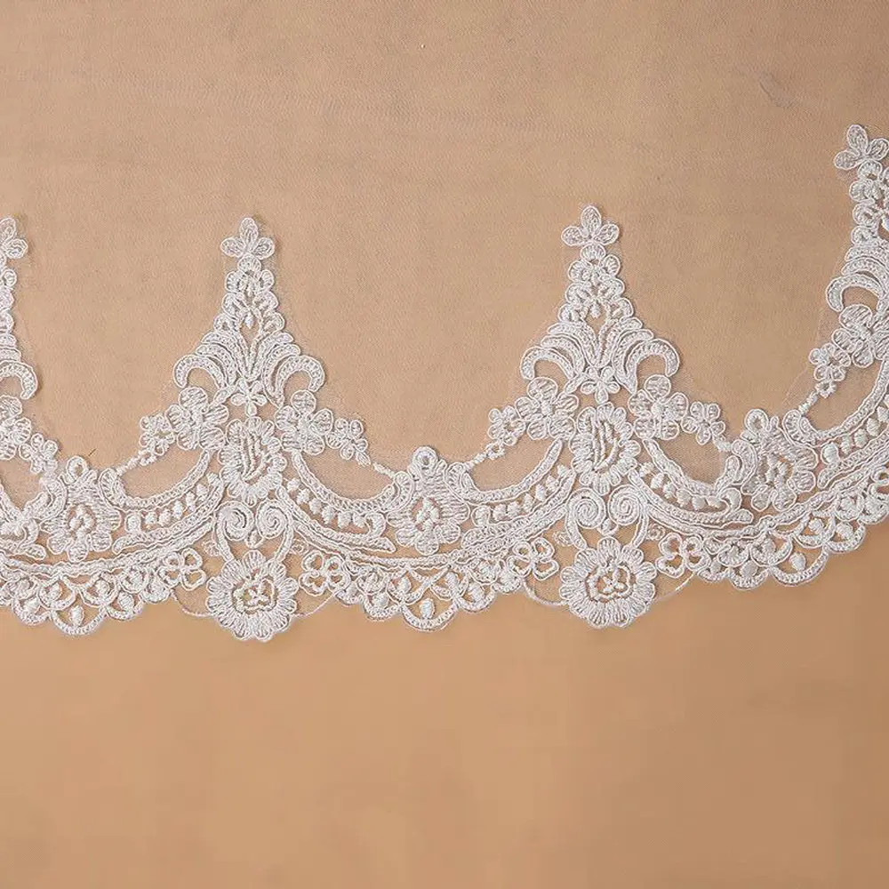Voile Mariage 3M One Layer Lace Edge White Ivory Cathedral Wedding Veil Long Bridal Veil Cheap Wedding Accessories Veu de Noiva