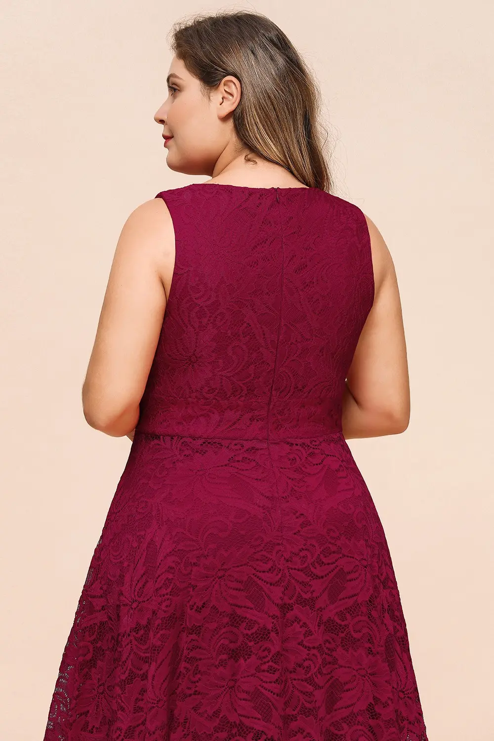 Lace High Low Evening Dresses Plus Size Burgundy Pink Sexy V Neck Sleeveless Long Formal Party Prom Gown Vestido De Fiesta Longo