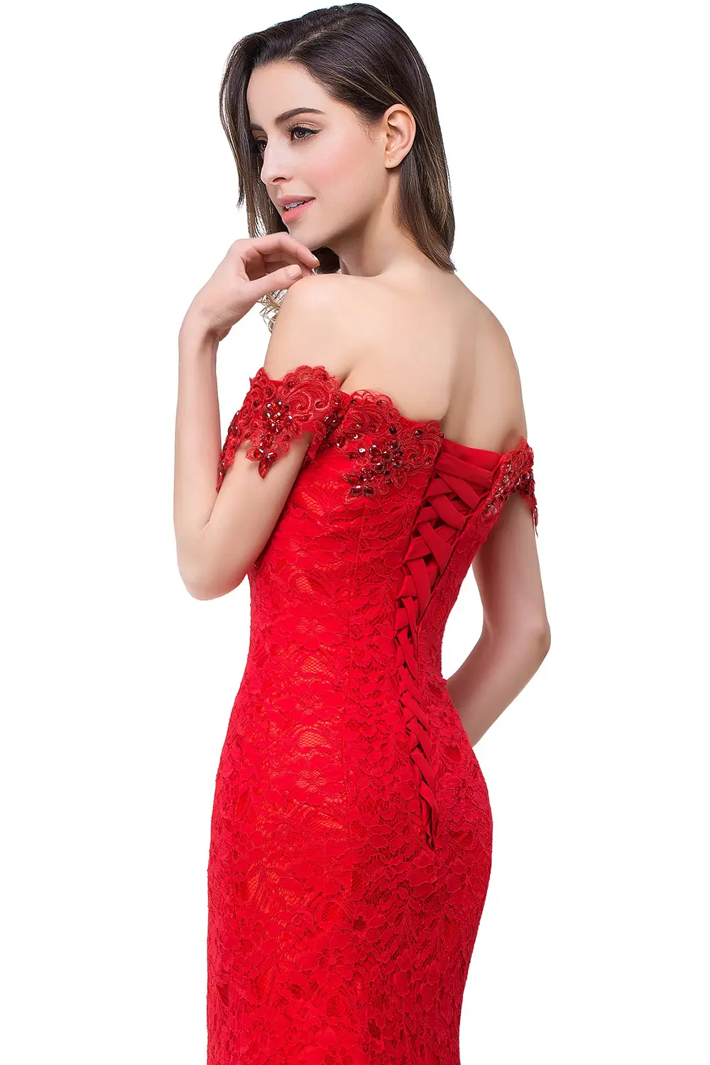 Lace Mermaid Long Bridesmaid Dresses Off The Shoulder Beading Elegant Burgundy Blue Ivory Wedding Formal Party Prom Gown Vestido