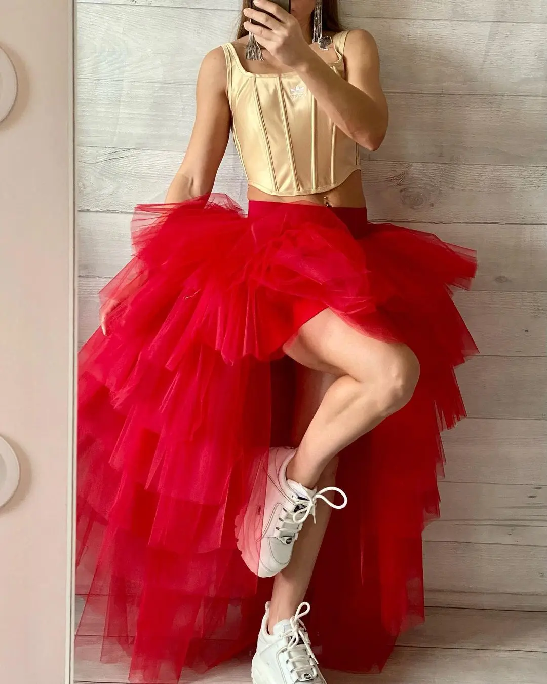 Colorful Puffly Tulle Tutu Skirt Sexy Front Short Back Long Layered Half Body Skirts Women Aldult Goth Carnival Party Petticoat