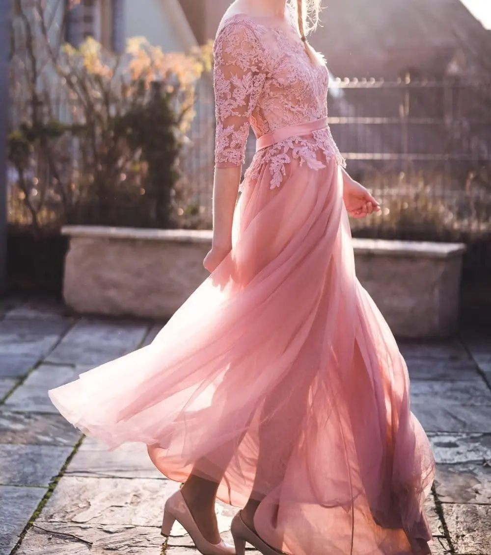 Navy Blue Tulle Bridesmaid Dresses Lace Applique Half Sleeve High Split Pink Burgundy Wedding Guest Evening Party Prom Gowns