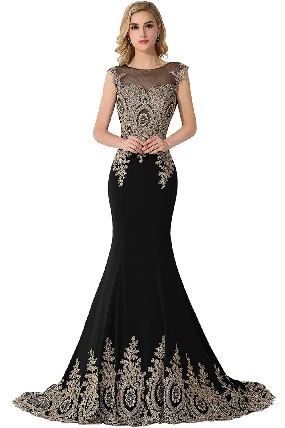 Sheer Lace Mermaid Prom Dresses Luxury Appliques Beaded Embroidery Illusion Evening Formal Party Gowns Vestido De Festa Longo