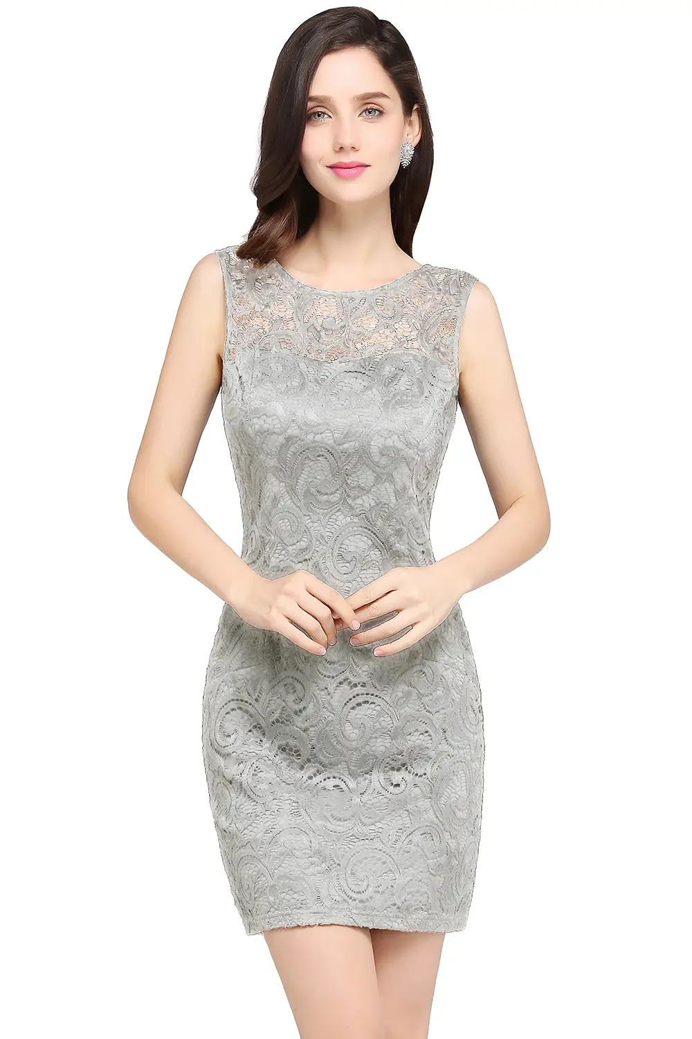 Purple Illusion Lace Cocktail Dress Elegant Women Sexy Backless Tight Mini O Neck Blue Evening Party Prom Gown Vestido De Gala