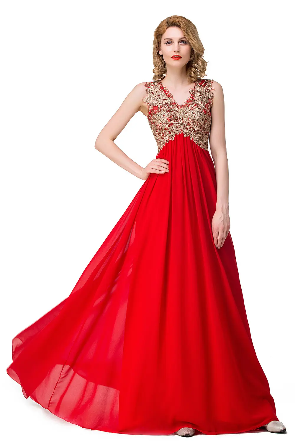 Navy Blue Chiffon Appliques Lace Long Evening Dresses Red A Line Sexy Backless Party Prom Gowns Formal Occasion  Robe De Soirée