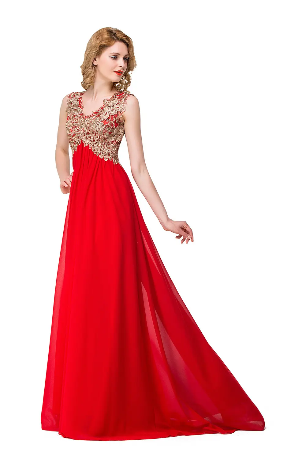 Navy Blue Chiffon Appliques Lace Long Evening Dresses Red A Line Sexy Backless Party Prom Gowns Formal Occasion  Robe De Soirée