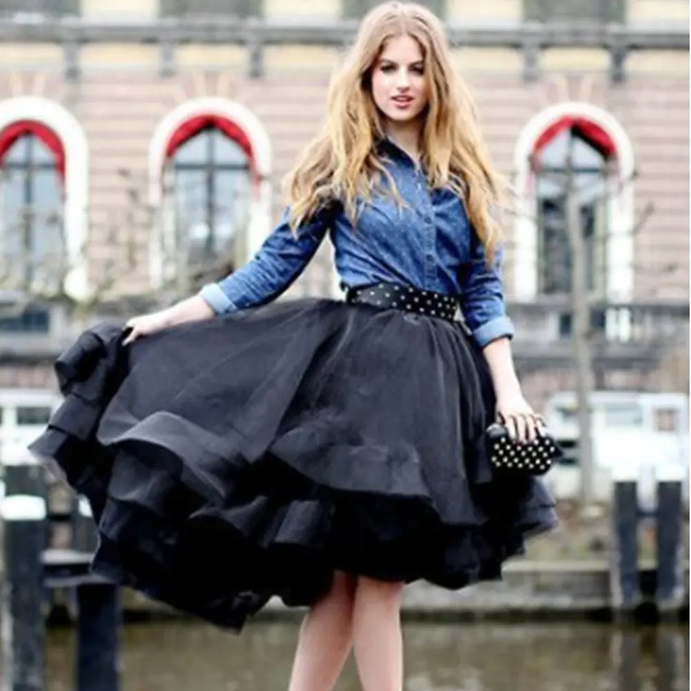 Tutu Skirt Women Fashion Black Overskirt Petticoat High Low Cake Skirt For Wedding Prom Party Date Outfits Jupe Saia Faldas