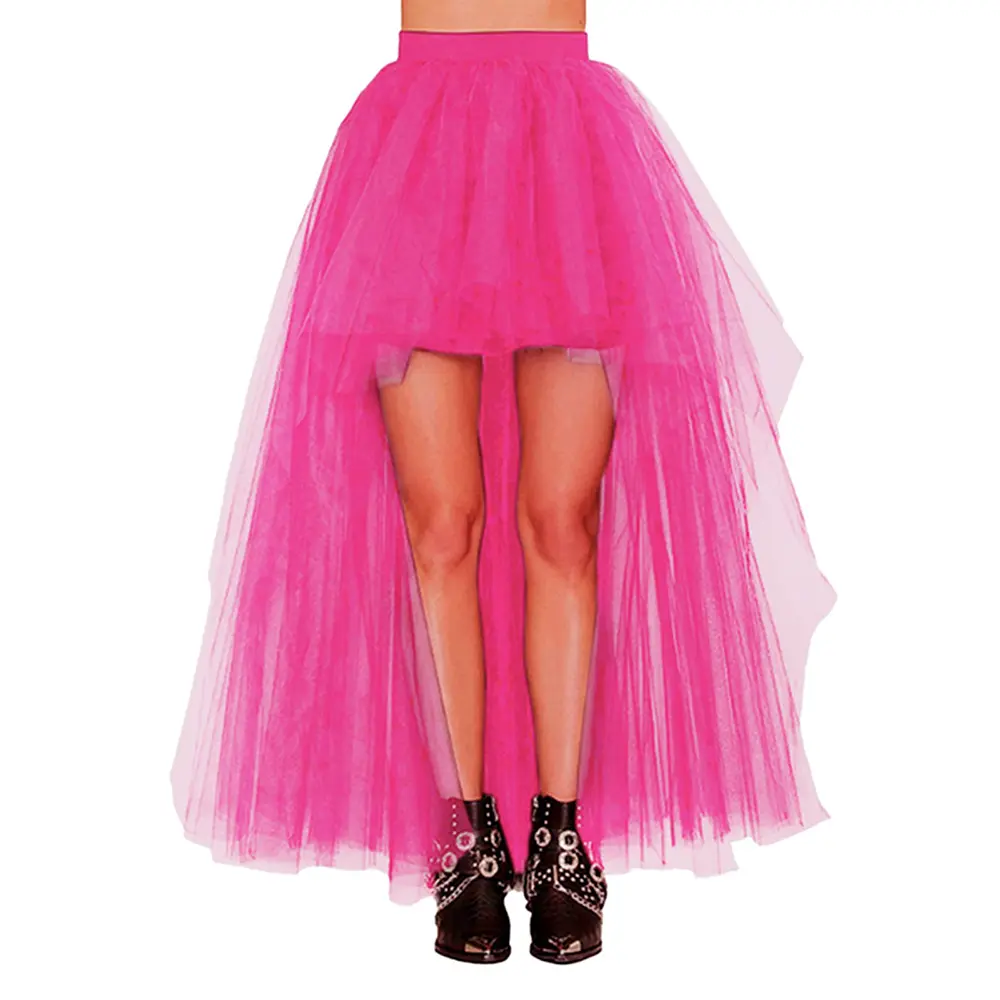 Women's Tutu Party Prom Skirt Hi-low Black Tulle Petticoat Underskirt Chic Hippie Puffy Bustle Skirts Long Festival Party Outfit