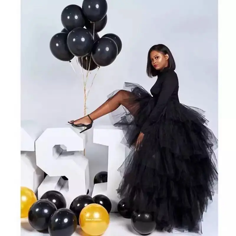 Multi-layer Skirt Fashion Women High Low Tulle Long Skirt Sweet Hem Cake Skirt Irregular Wedding Party Petticoat Birthday Outfit