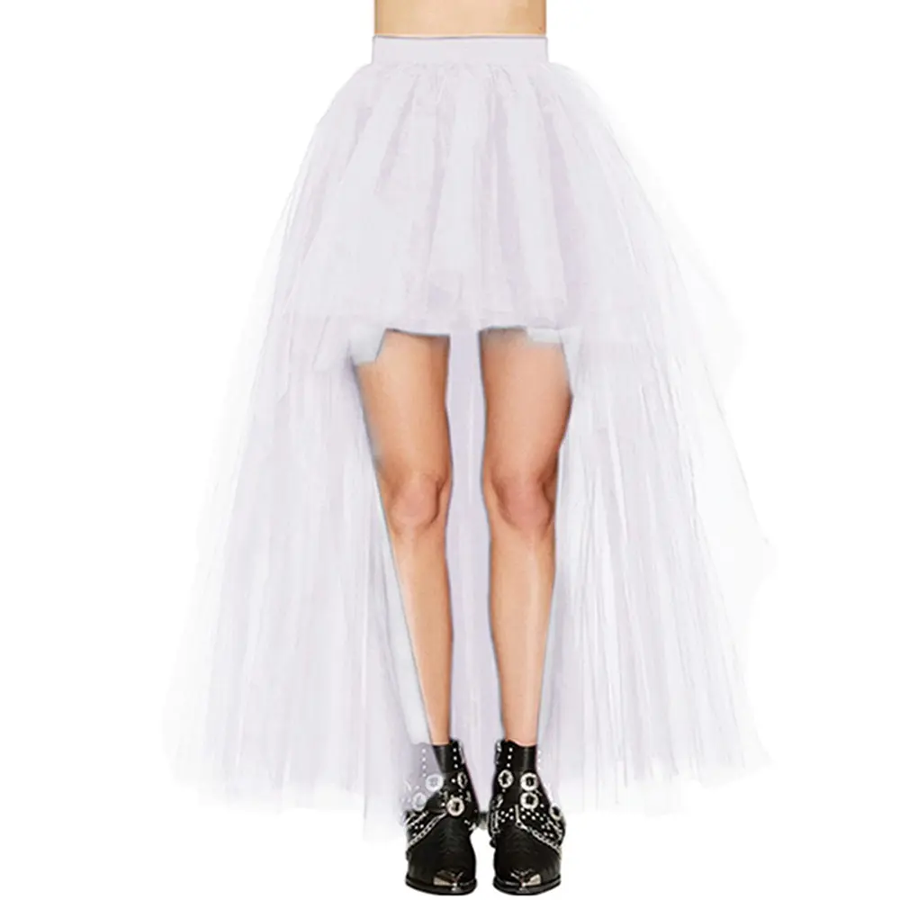 Women's Tutu Party Prom Skirt Hi-low Black Tulle Petticoat Underskirt Chic Hippie Puffy Bustle Skirts Long Festival Party Outfit