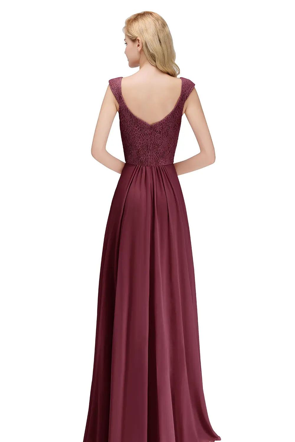 Sexy Burgundy Pink Evening Dresses Elegant Chiffon Evening Dresses Long Lace Formal Women Prom Gowns Party Vestido De Fiesta