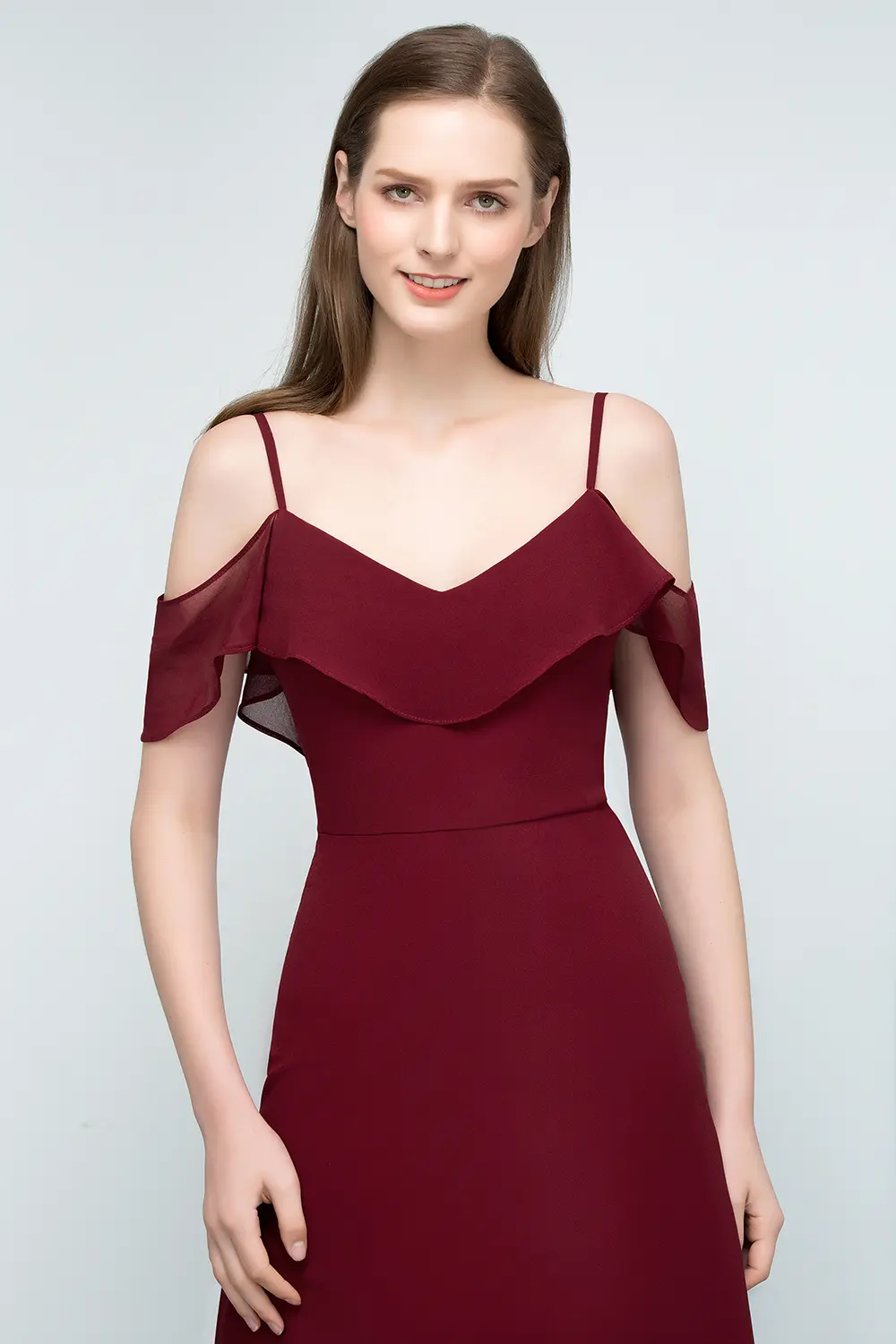 Burgundy Chiffon A Line Evening Dresses Women 2024 Long Backless V-neck Spaghetti Straps Formal Prom Party Gowns Robe De Soirée