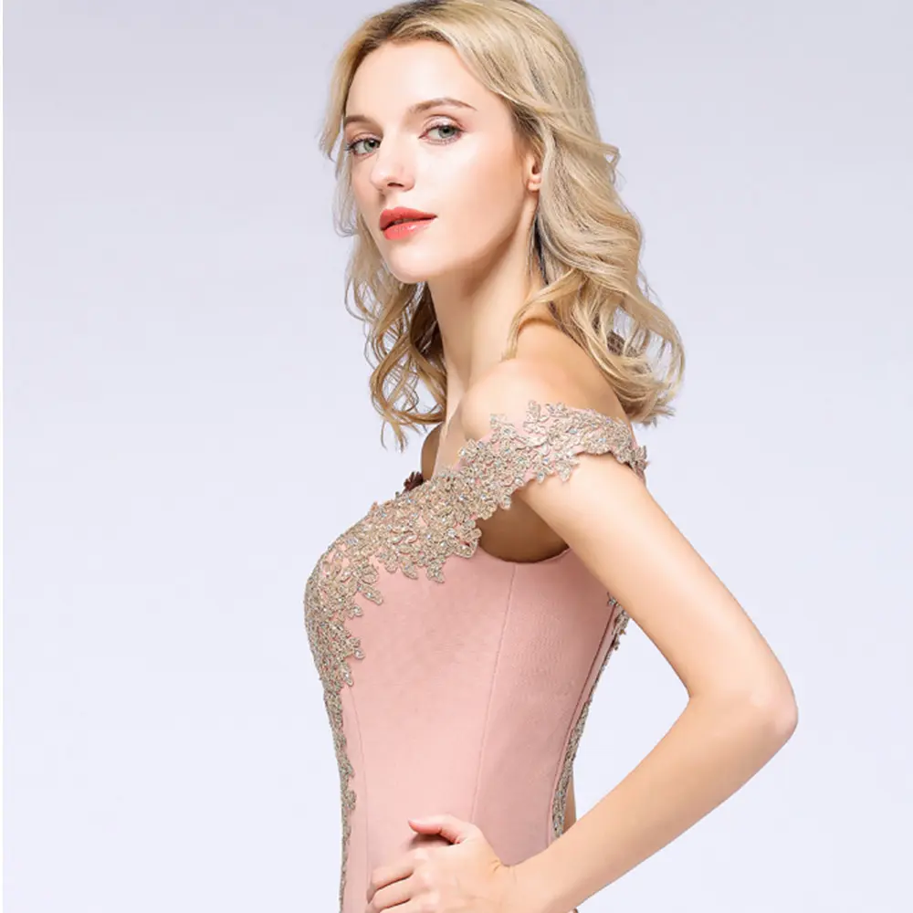 Off The Shoulder Long Mermaid Prom Dresses Burgundy Elegant Sleeveless Rose Gold Lace Appliques Evening Gowns Vestidos de Gala
