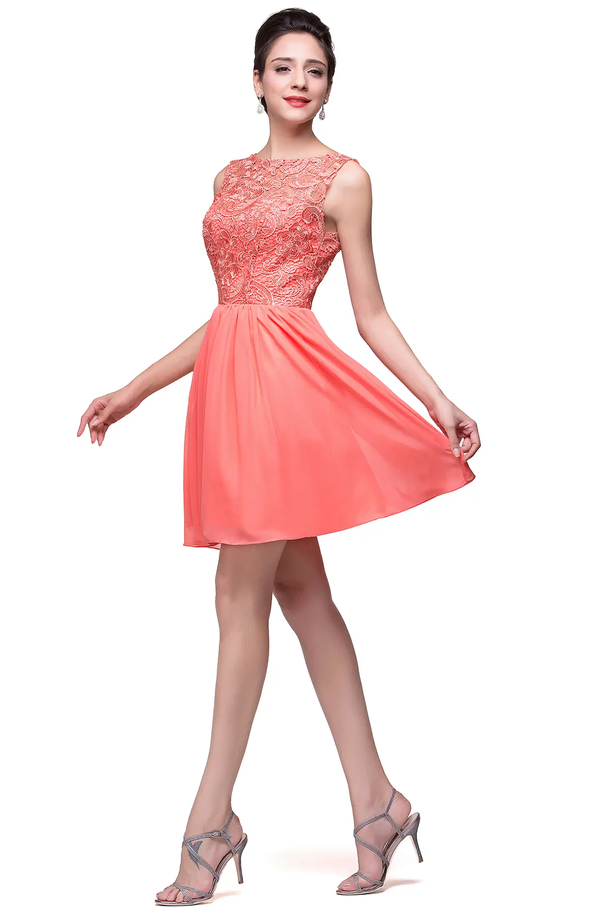 Elegant Lace Mini Cocktail Dresses For women 2023 Sexy A-line Girl Knee-Length Chiffon Evening Party Prom Gwons Robe De Soiree