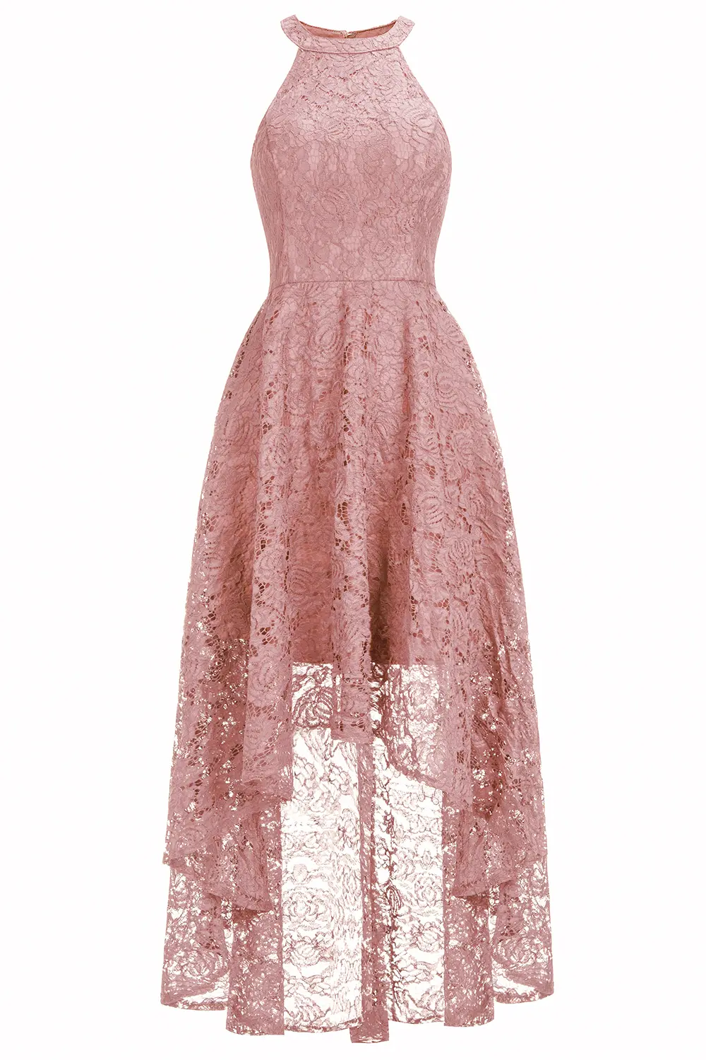 Halter Lace High Low Evening Dresses Plus Size Sexy V Neck Long Sleeveless Summer Dress Formal Party Prom Gown Vestido De Fiesta