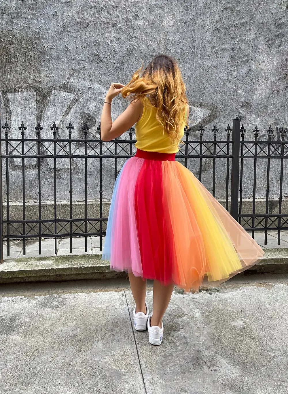 Women Rainbow Tulle Skirt Petticoat Long Tutu Princess Multicolored Birthday Party Skirt Jupon Faldas Quinceanera Dress 2024