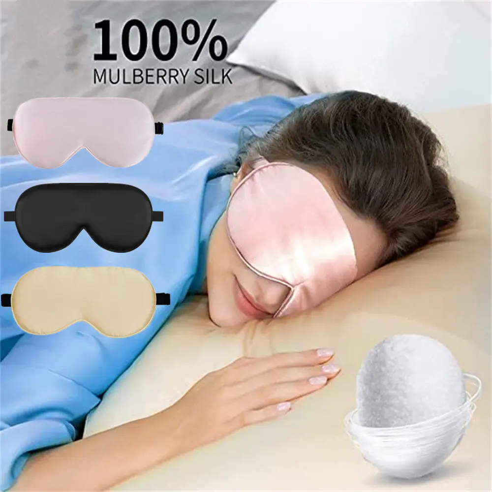 MisShow Sleep Eye Mask 100% Natural Mulberry Silk Sleeping Eyeshade Smooth Soft Eye Cover With Elastic Adjustable Band Blindfold