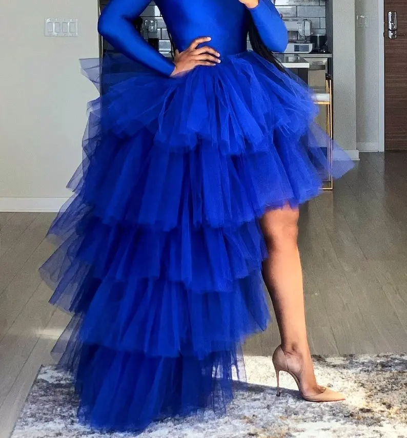 Colorful Puffly Tulle Tutu Skirt Layered High-Low Half Body Slips Women's Goth Halloween Carnival Party Petticoat Cake Skirts