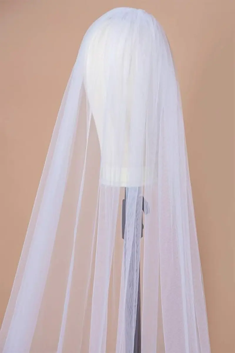 MisShow 3M Long Veils Ivory White One Layer Sheer Tulle Floral Lace Edge Bride Veil With Comb Cathedral Wedding Bridal Veils