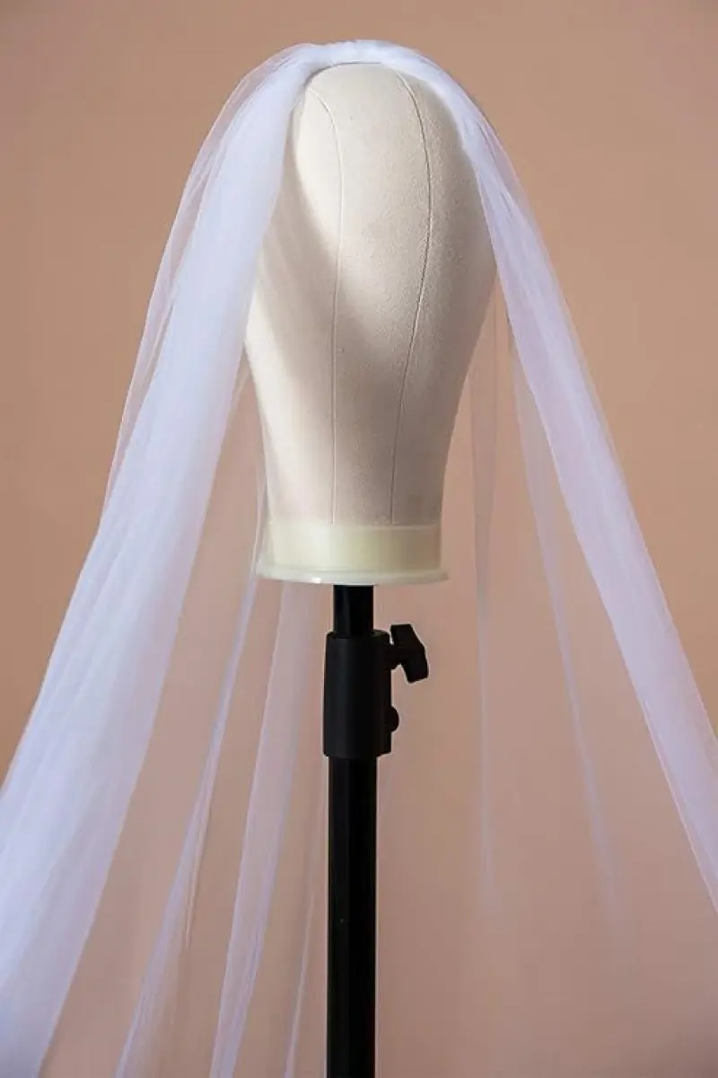 MisShow 3M Long Veils Ivory White One Layer Sheer Tulle Floral Lace Edge Bride Veil With Comb Cathedral Wedding Bridal Veils