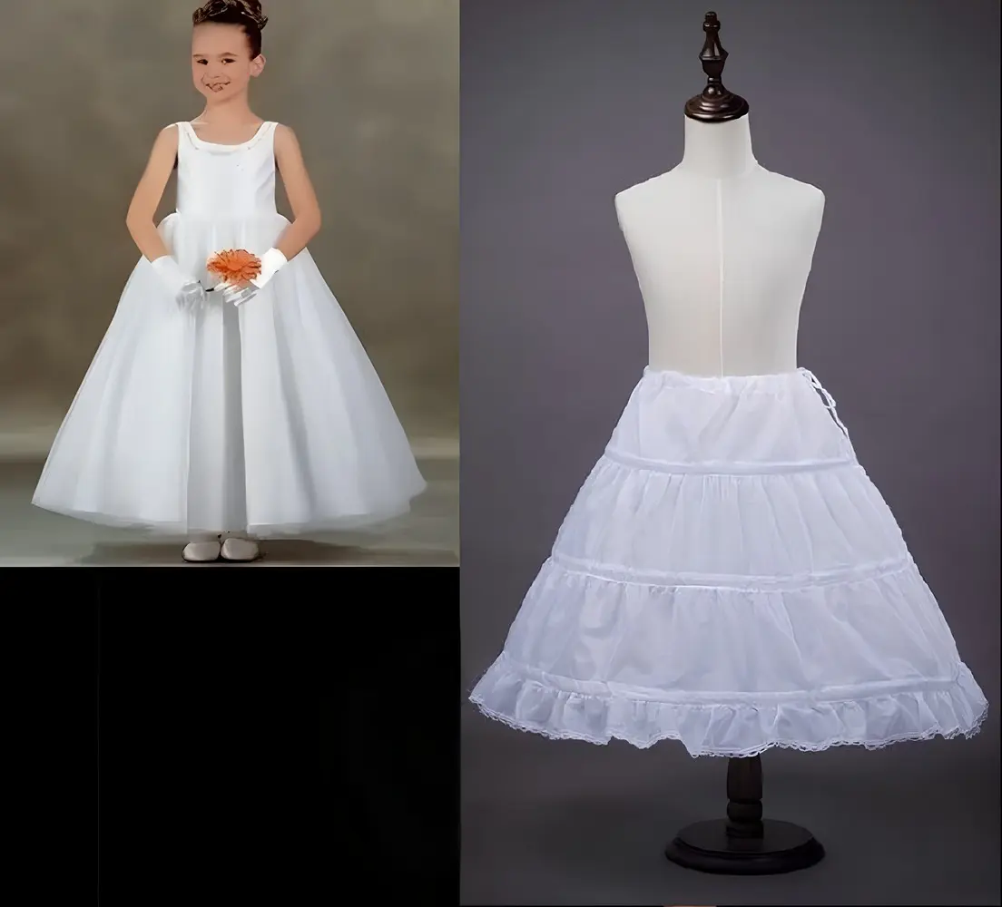 55cm Kids Petticoats For Flower Girls Dresses Little Girls Crinoline Petticoat Lolita Skirt Princess Underskirt Vestido De Novia