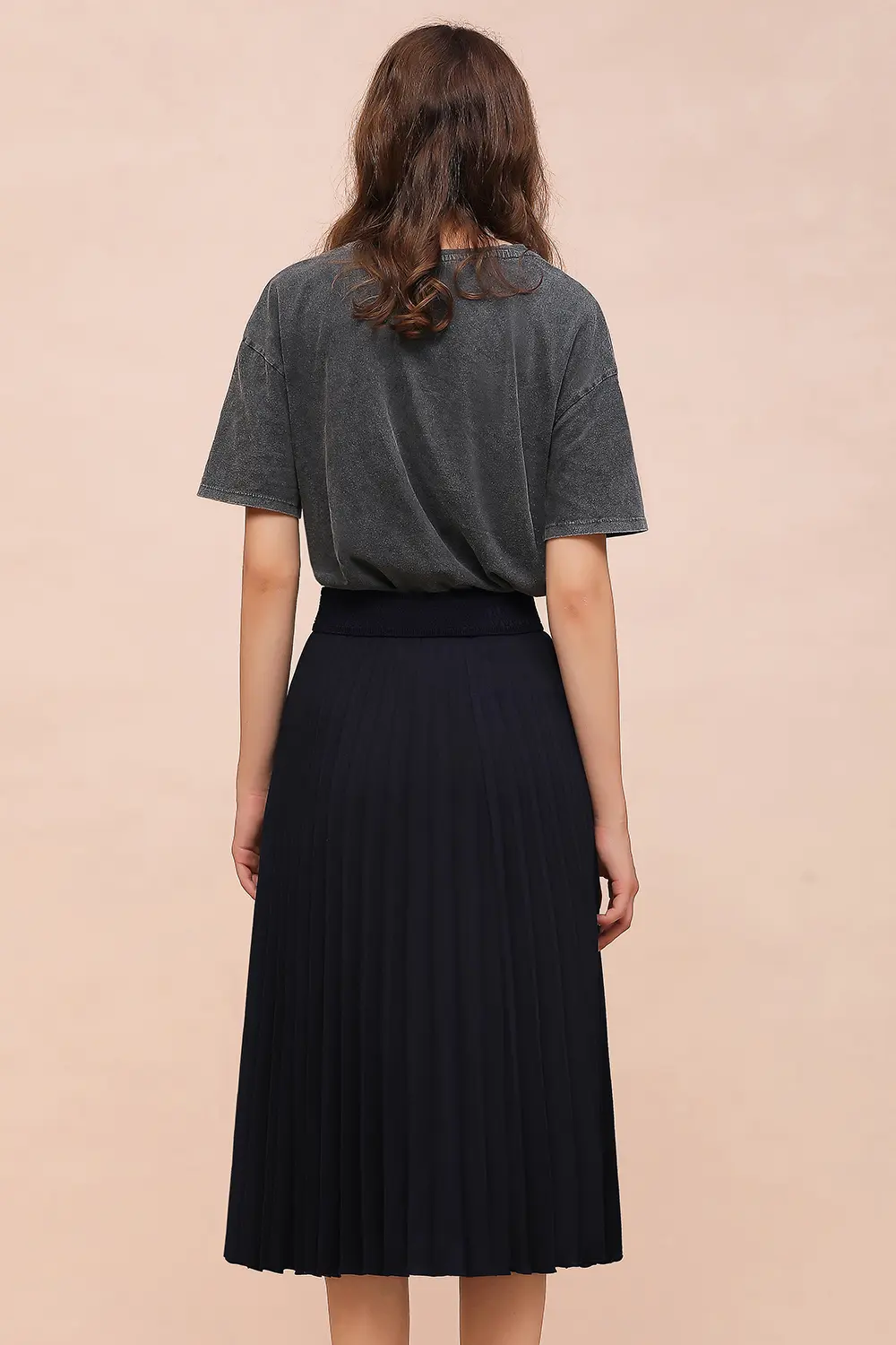 Women Pleated Elastic High Waist Maxi Skirt Sparkly A Line Swing Midi Summer Solid Color Long Ankle Shiny Y2k Trendy Party Club