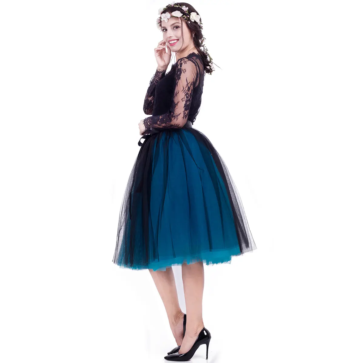Women Tulle Skirt Petticoat Tutu Skirts Lolita Cosplay Petticoat Bridesmaids Sweet Wedding Party Midi Skirt Mini Skirt Dress
