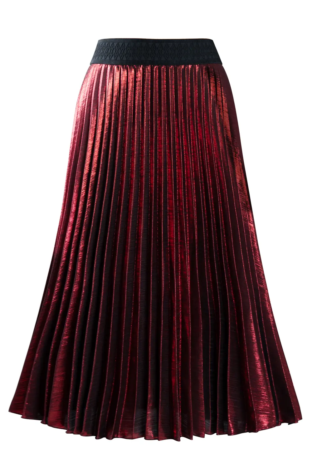 Women Pleated Elastic High Waist Maxi Skirt Sparkly A Line Swing Midi Summer Solid Color Long Ankle Shiny Y2k Trendy Party Club