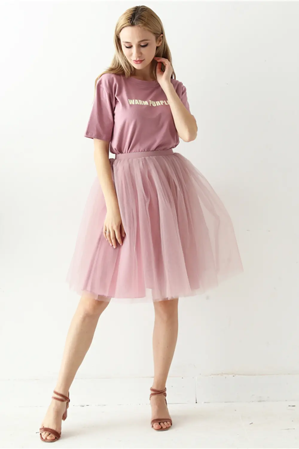 MisShow Fluffy Tulle Half Skirt A-Line Knee-Length Elastic Waist Petticoat Dance Tutu Skirts Halloween Party Slips Underskirt